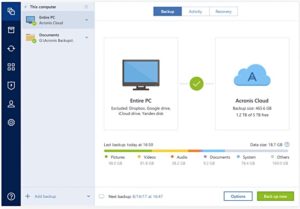 email notification acronis true image 2020