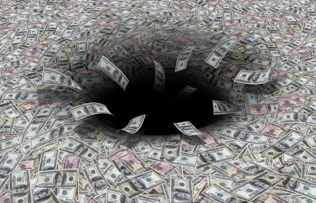 money pouring into black hole