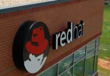 Red hat logo on building