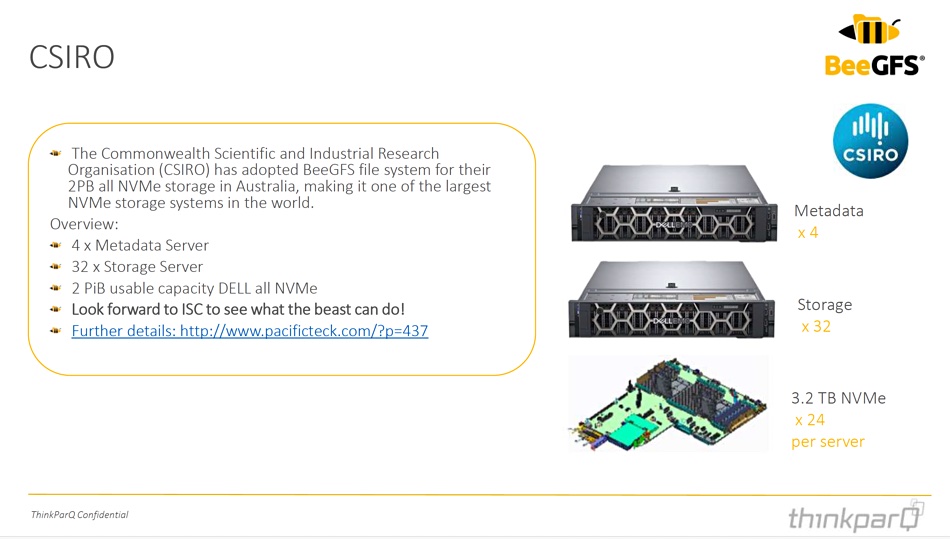 CSIRO use of BeeGFS – 2019 ThinkParQ slide