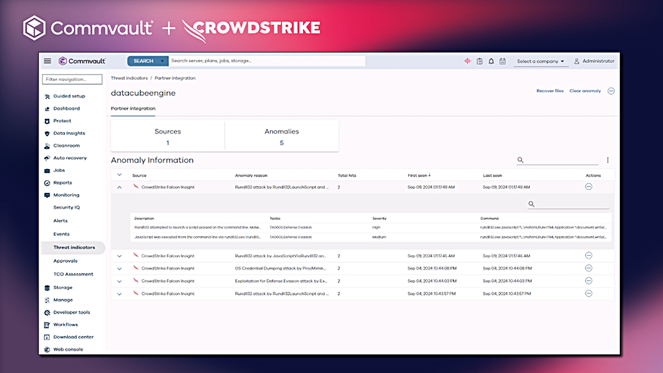 Commvault CrowdStrike anomaly info